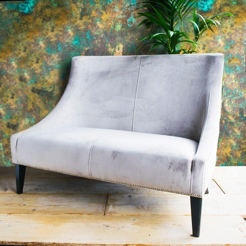 Culinary Concepts Marit Two-Seater Velvet Silver Grey Sofa With Studs | EX DISPLAY | COLLECTION ONLY