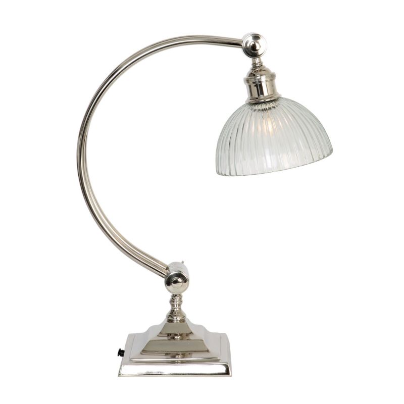 culinary concepts Medium Curve Study Lamp with Ribbed Glass Shade