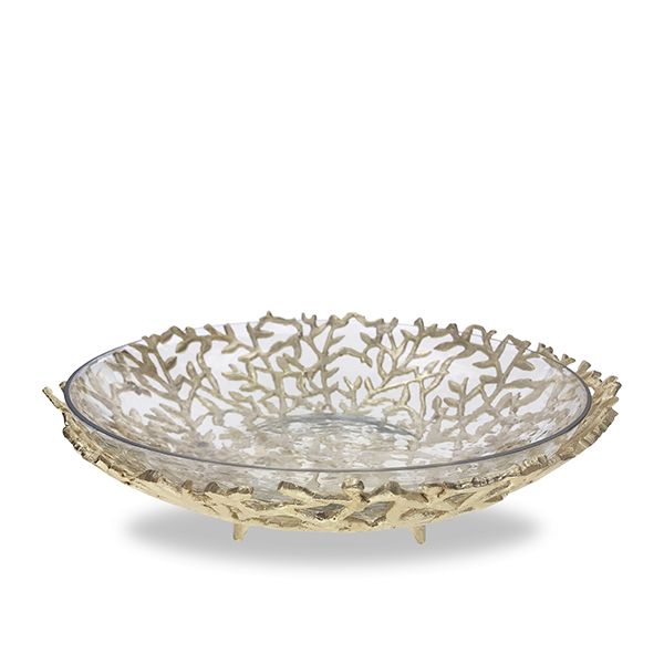 culinary concepts Medium Gold Coral Basket Bowl with Glass Insert