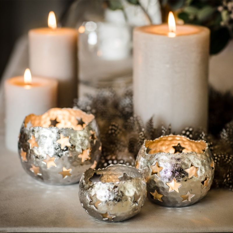 Culinary Concepts Medium Silver Starry Tea Light Holder