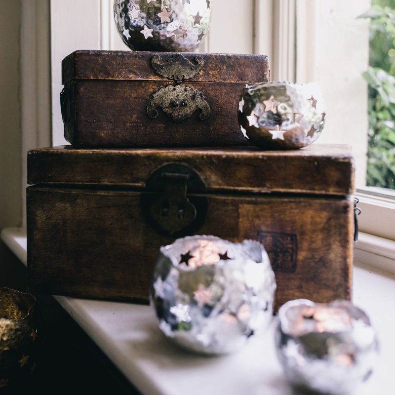 Culinary Concepts Medium Silver Starry Tea Light Holder