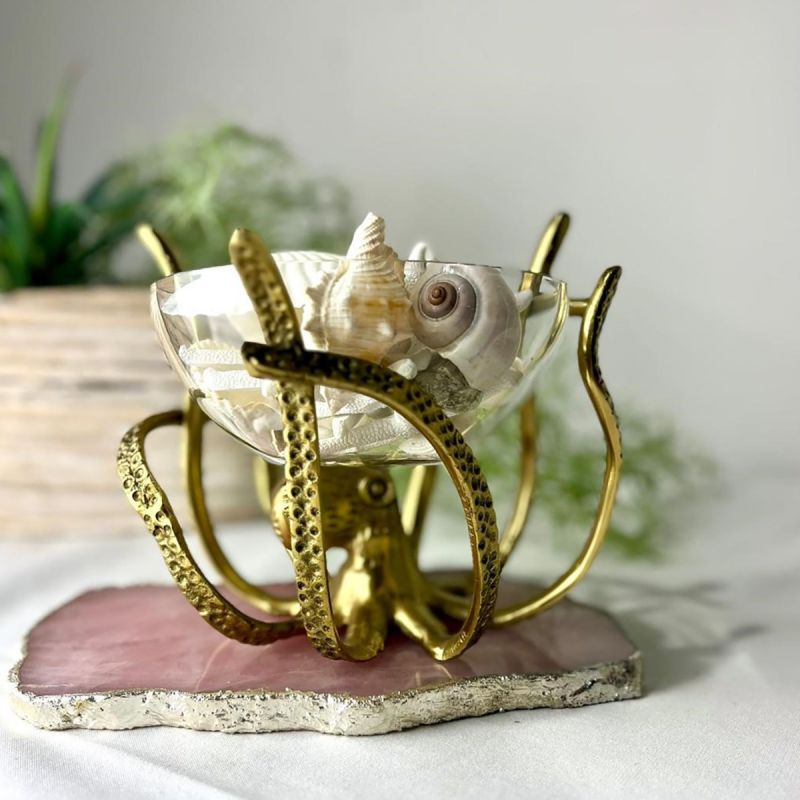 culinary concepts Mini Gold Octopus Stand With Glass Bowl