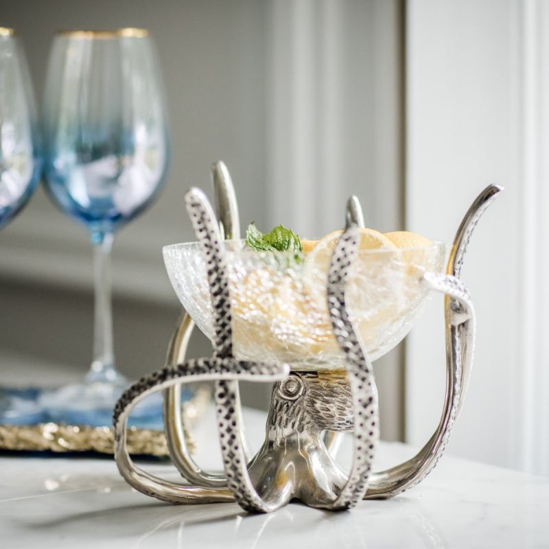 Culinary Concepts Mini Octopus Stand & Crackle Glass Bowl