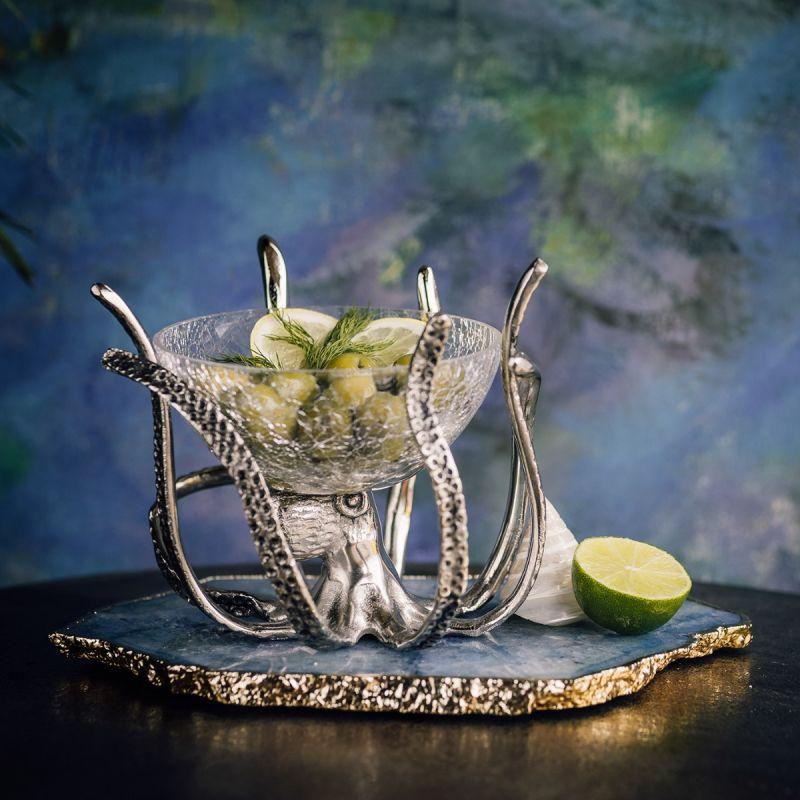 Culinary Concepts Mini Octopus Stand & Crackle Glass Bowl