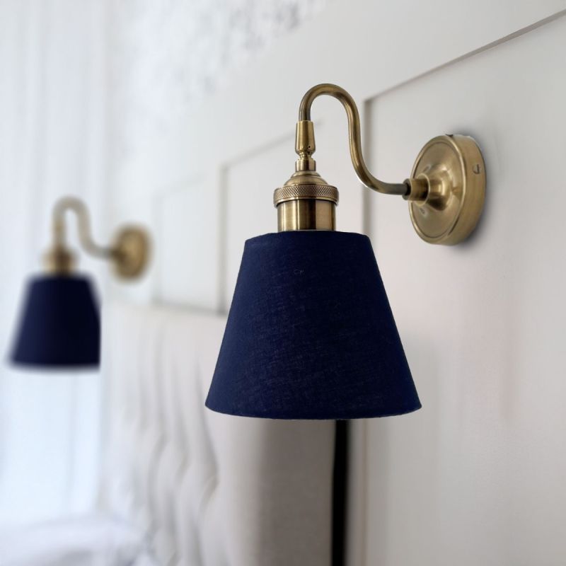 culinary concepts Mini Prohibition Curved Wall Fitment with Navy Fabric Shade