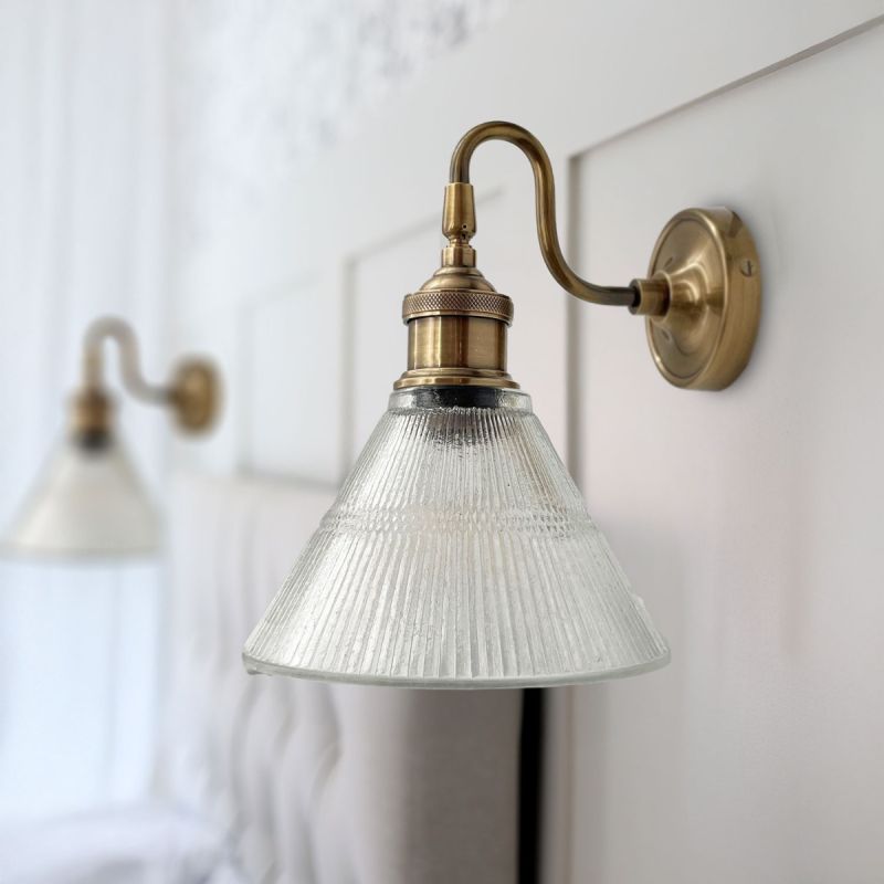 culinary concepts Mini Prohibition Curved Wall Fitment with Small Cone Glass Shade