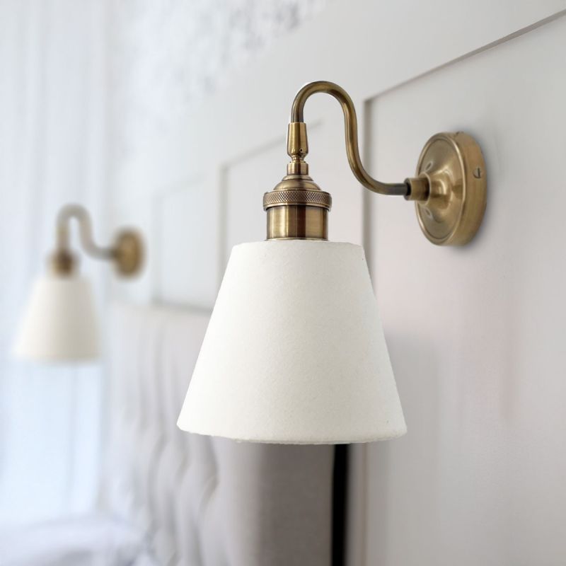 culinary concepts Mini Prohibition Curved Wall Fitment with White Fabric Shade