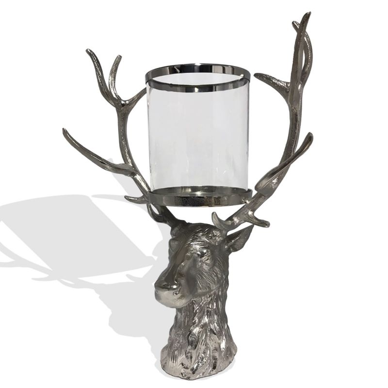 culinary concepts New Forest Stag Head Glass Hurricane Lantern