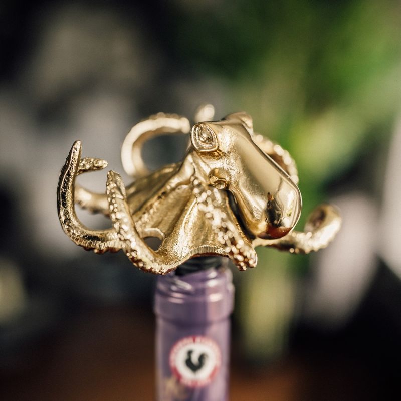 Culinary Concepts Octopus Bottle Stopper - Gold Finish