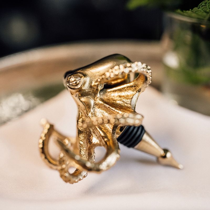 Culinary Concepts Octopus Bottle Stopper - Gold Finish