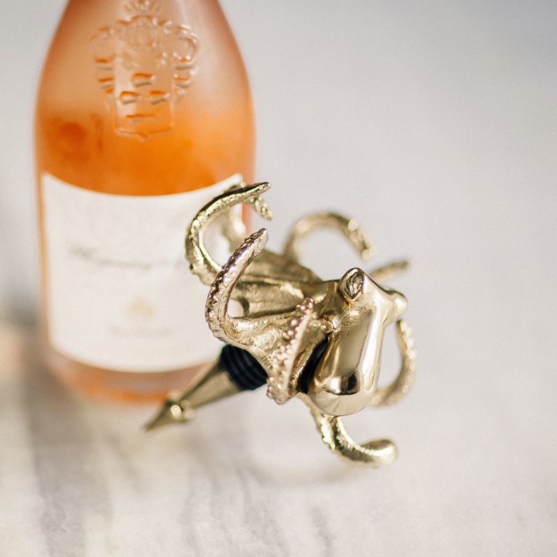 Culinary Concepts Octopus Bottle Stopper - Gold Finish