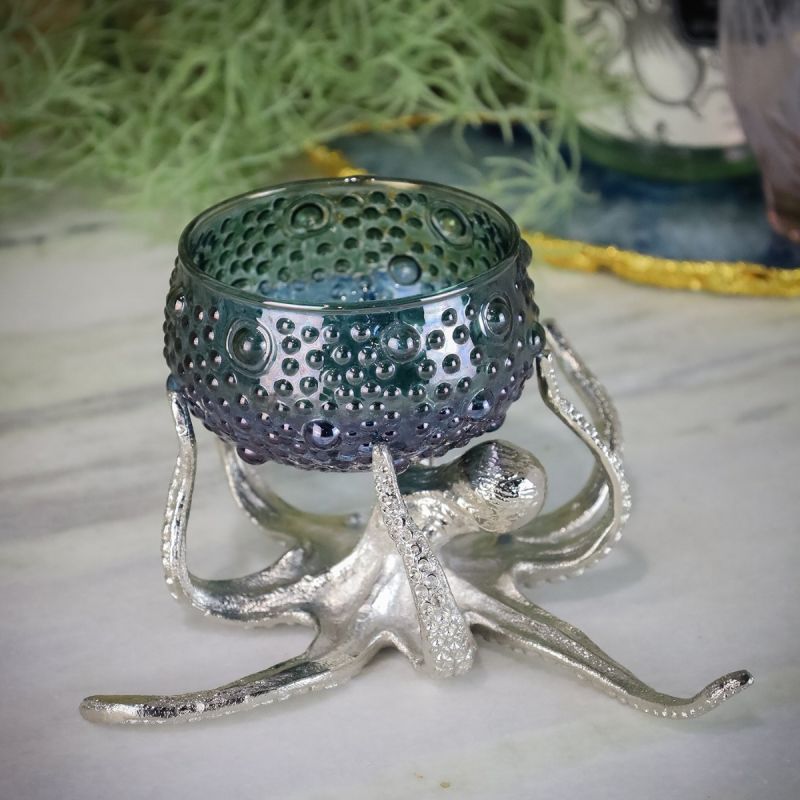 Culinary Concepts Octopus Holder With Blue Green Glass Bowl | PRE-ORDER - DUE EARLY AUGUST