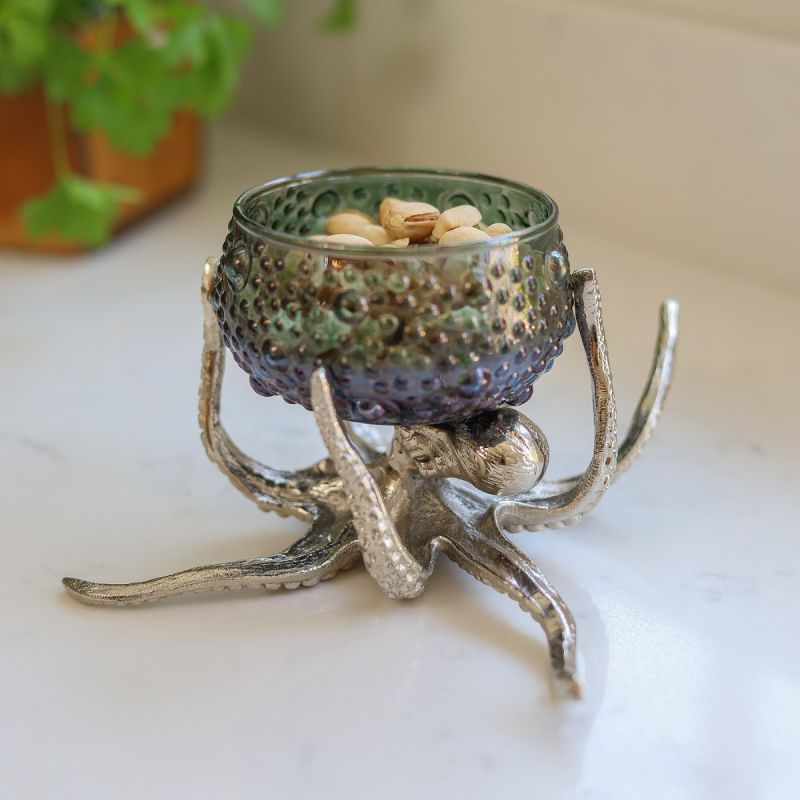 Culinary Concepts Octopus Holder With Blue Green Glass Bowl | PRE-ORDER - DUE EARLY AUGUST