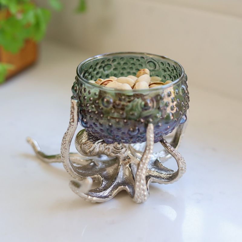 Culinary Concepts Octopus Holder With Blue Green Glass Bowl | PRE-ORDER - DUE EARLY AUGUST