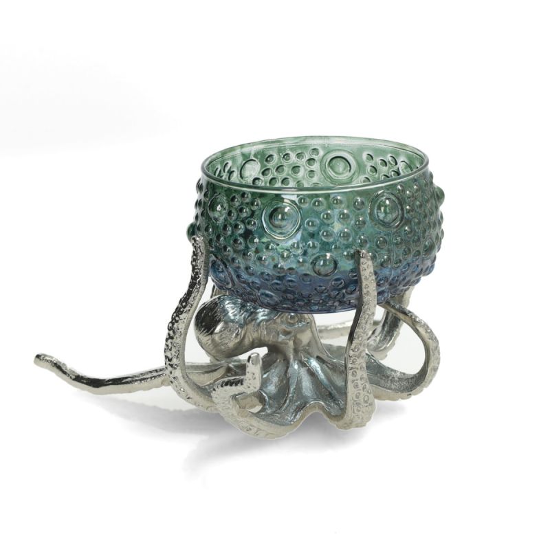 culinary concepts Octopus Holder with Blue Green Glass Bowl | PRE-ORDER - DUE EARLY AUGUST