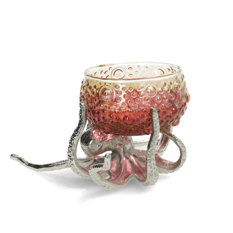 Culinary Concepts Octopus Holder With Red Amber Glass Bowl | PRE-ORDER - DUE EARLY AUGUST