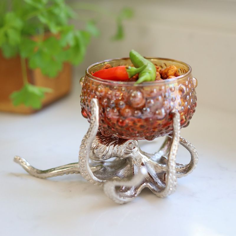 culinary concepts Octopus Holder with Red Amber Glass Bowl | PRE-ORDER - DUE EARLY AUGUST