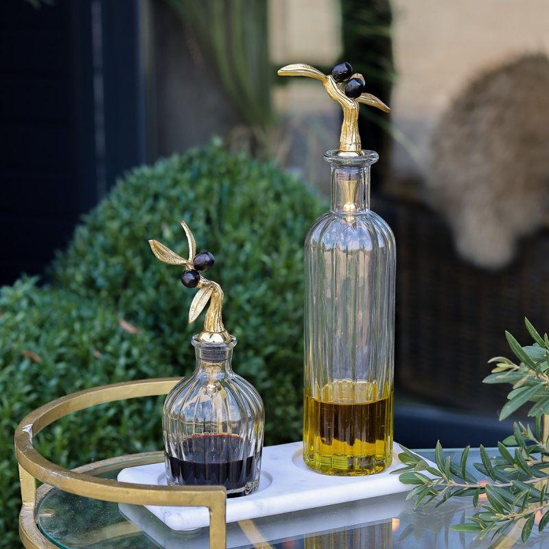 Culinary Concepts Olive Collection Oil & Vinegar Decanter Set On Marble Base