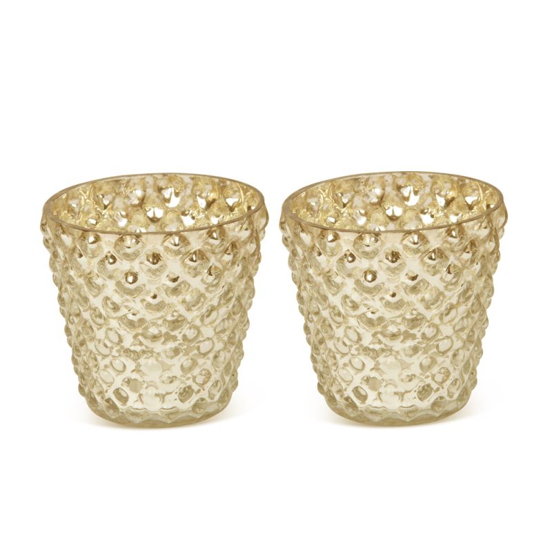 culinary concepts Pair of Small Bubble Votives - Gold