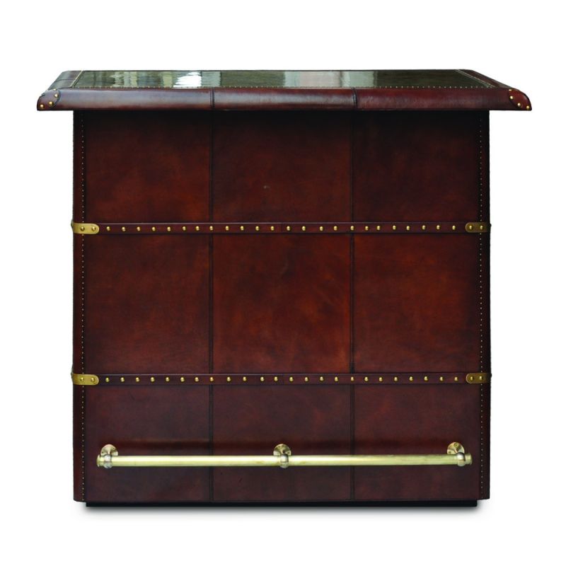 Culinary Concepts Panama Cognac Leather Bar Counter - With Brass Top