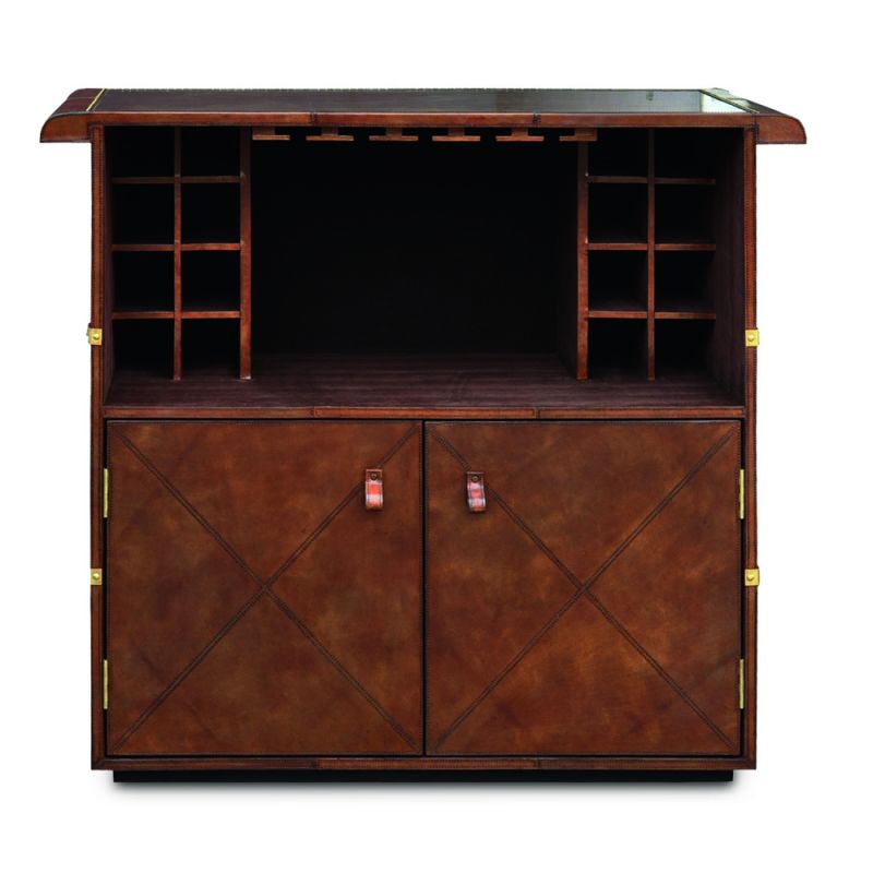 Culinary Concepts Panama Cognac Leather Bar Counter - With Brass Top