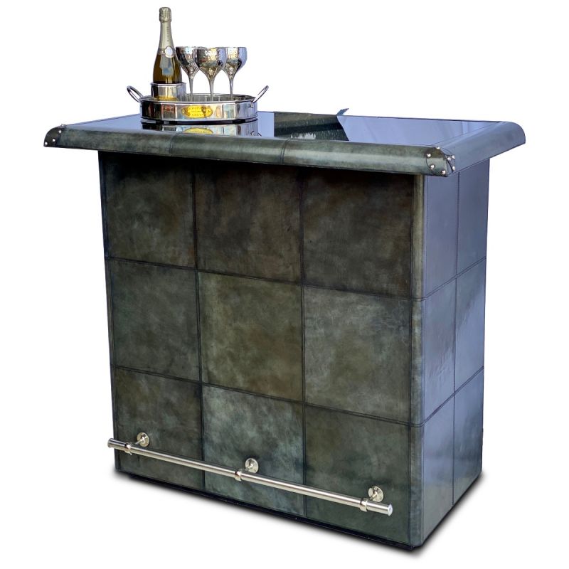 Culinary Concepts Panama Leather Bar Counter With Glass Top - Grey