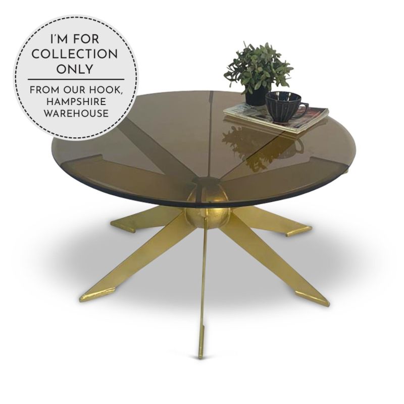 culinary concepts Patti Ball Coffee Table with Glass Top - Antique Brass Finish