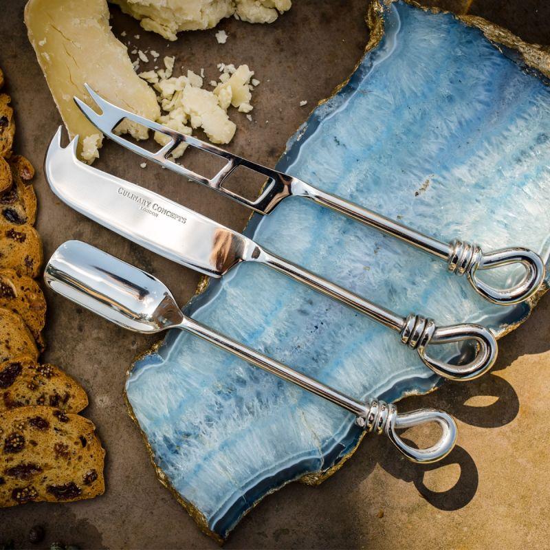 Culinary Concepts Polished Knot Traditional Cheese Knife Soft Cheese Knife & Stilton Scoop Set