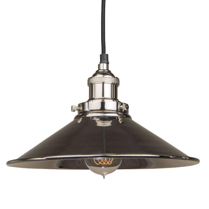Culinary Concepts Polished Nickel Pendant Fitment With Large Polished Nickel Metal Triangular Shade