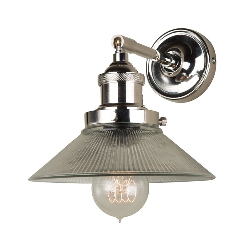 culinary concepts Polished Nickel Straight Fitment with Small Ribbed Triangular Shade