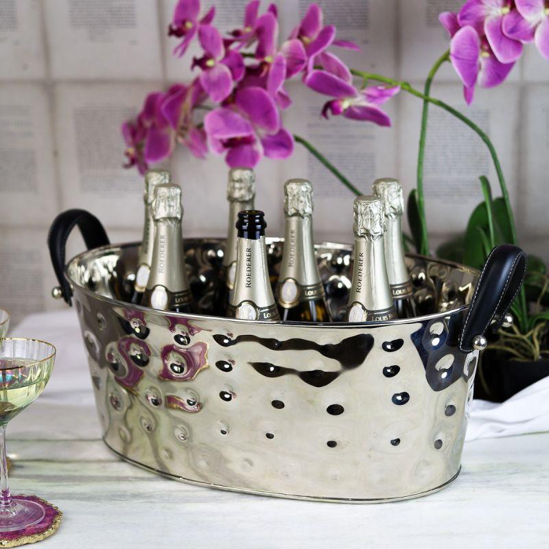 Culinary Concepts Polo Champagne Bath With Black Leather Handles