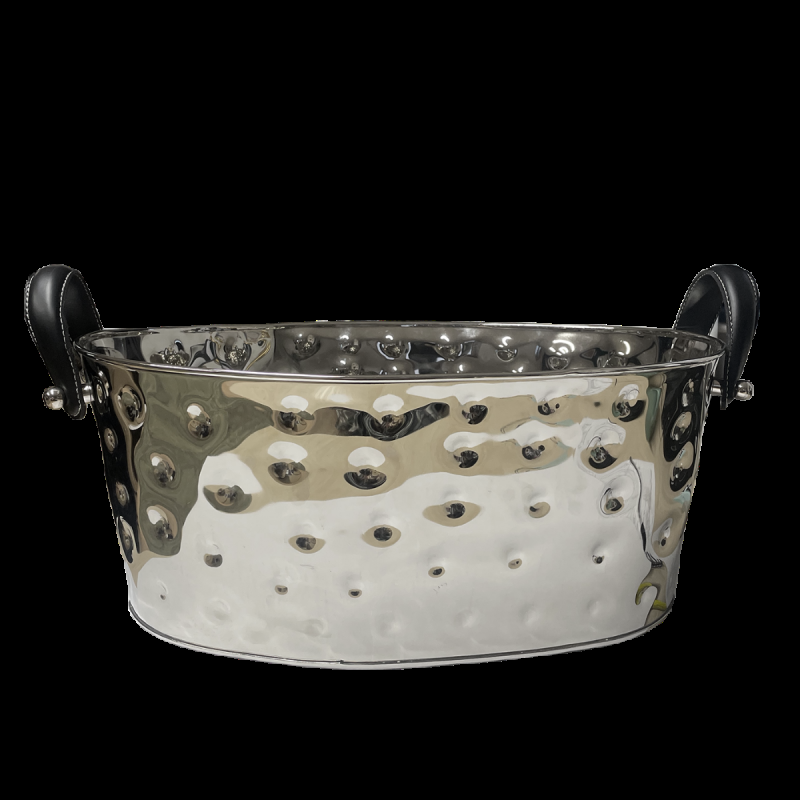 culinary concepts Polo Champagne Bath With Black Leather Handles