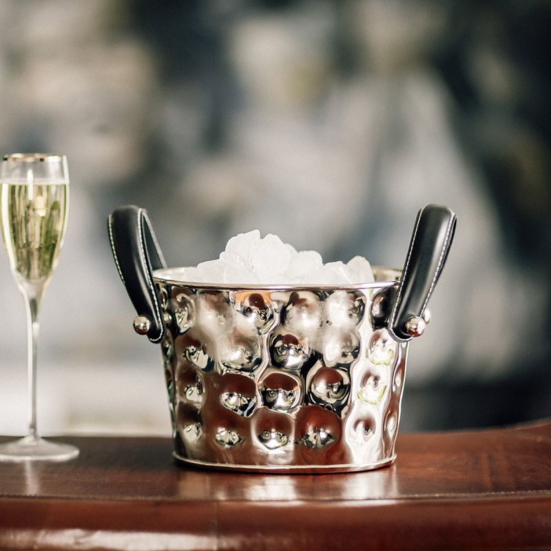 Culinary Concepts Polo Ice Bucket With Black Leather Handles