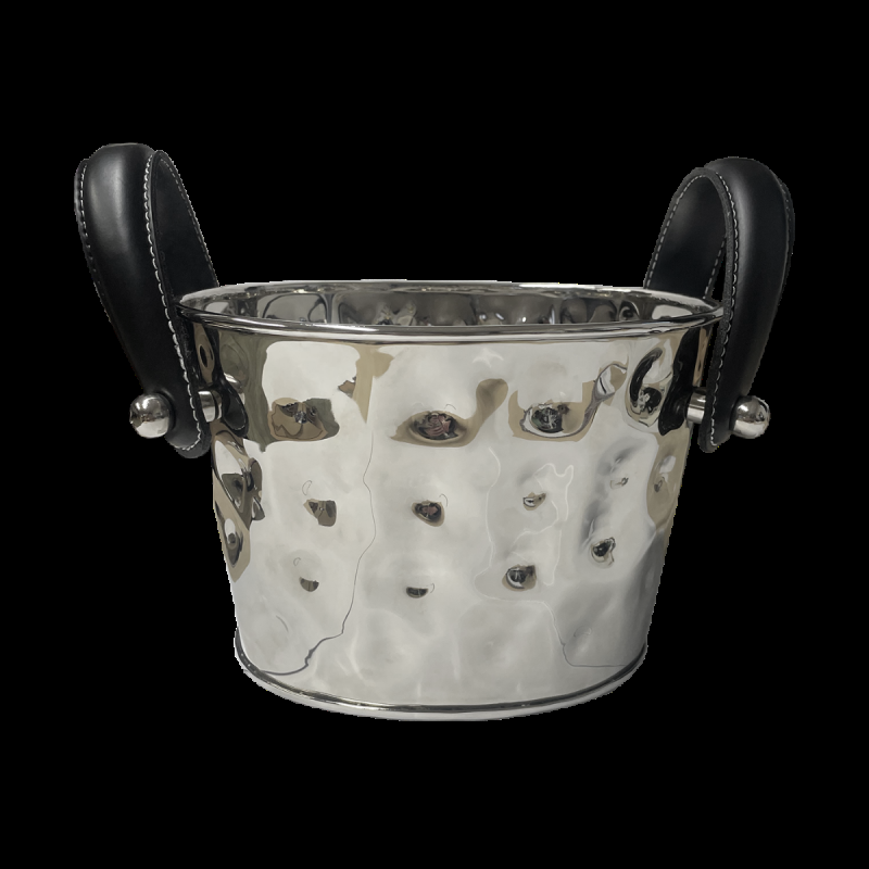 culinary concepts Polo Ice Bucket with Black Leather Handles