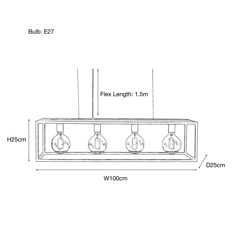 Culinary Concepts Prague Quadruple Rectangular Chandelier Frame