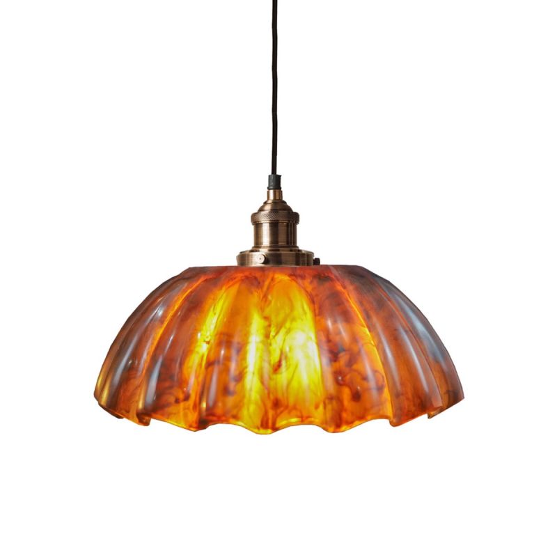 culinary concepts Prohibition Antique Brass Pendant Fitment with Antique Resin Flower Shade