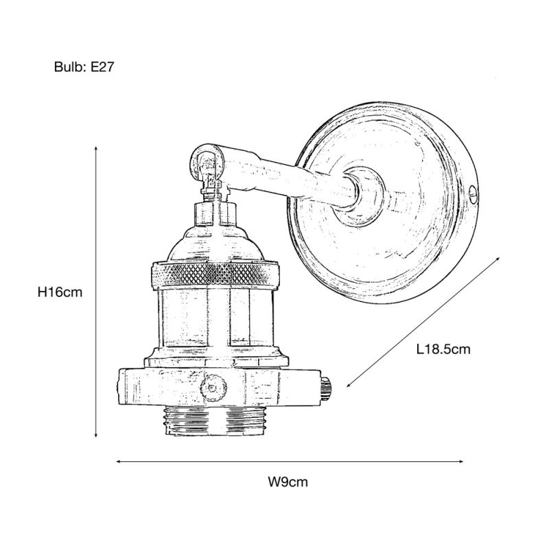 Culinary Concepts Prohibition Straight Adjustable Wall Fitment - Antique Silver