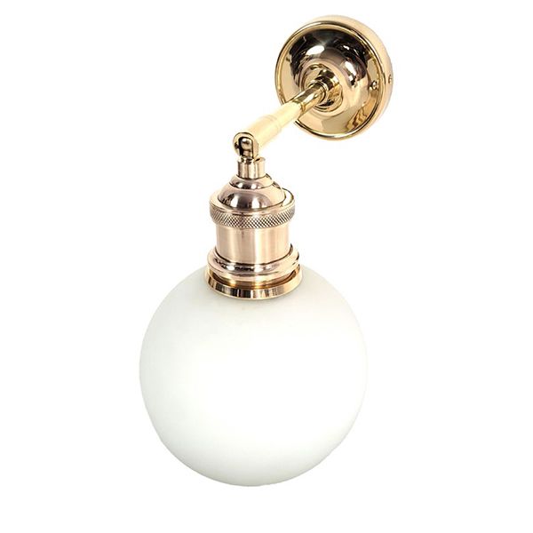 culinary concepts Prohibition Wall Fitment Antique Brass with White Globe Shade