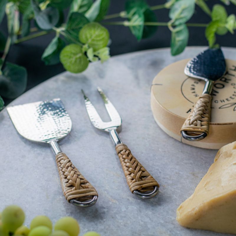 Culinary Concepts Rattan Handle Three Piece Cheese Serving Set