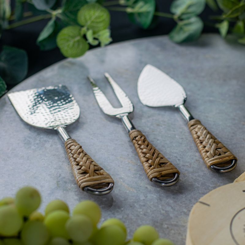 Culinary Concepts Rattan Handle Three Piece Cheese Serving Set