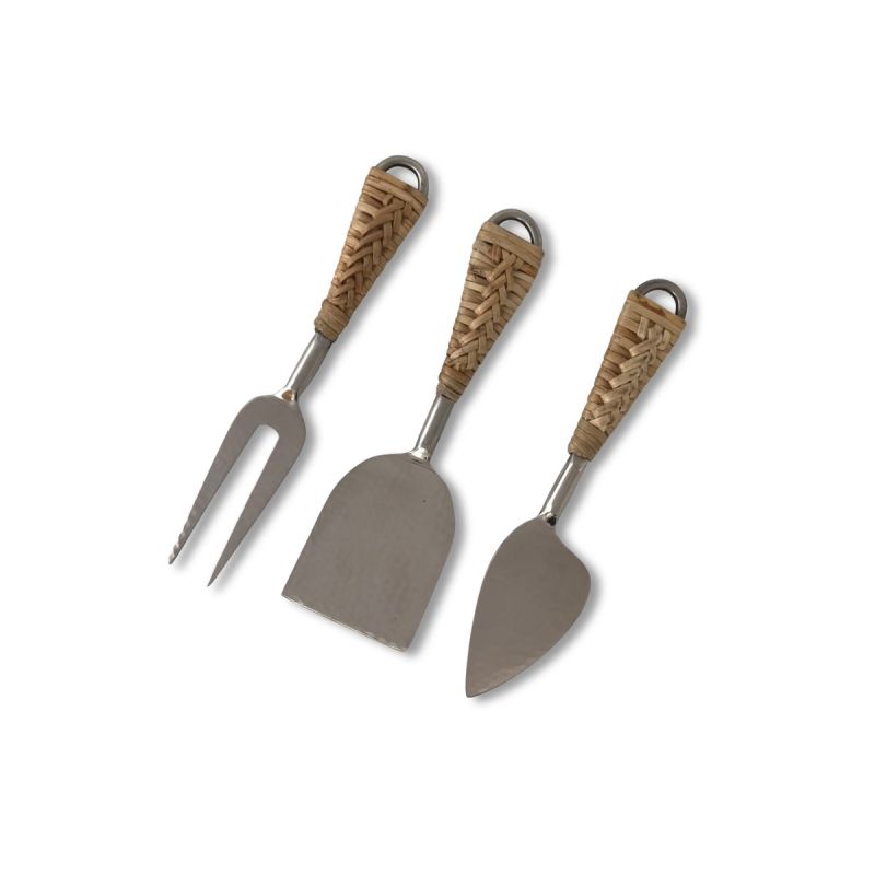 culinary concepts Rattan Handle Three Piece Cheese Serving Set