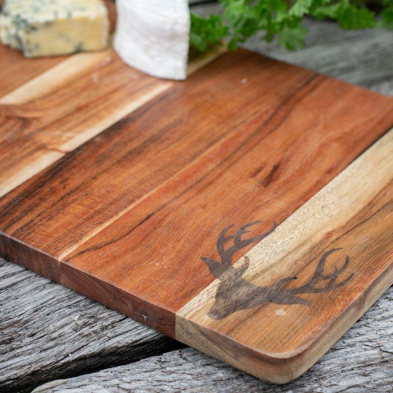 Culinary Concepts Rectangular Wooden Cheese Board With Stag Design