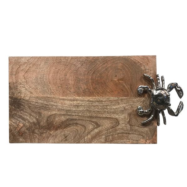 culinary concepts Rectangular Wooden Serving Board with Crab Design