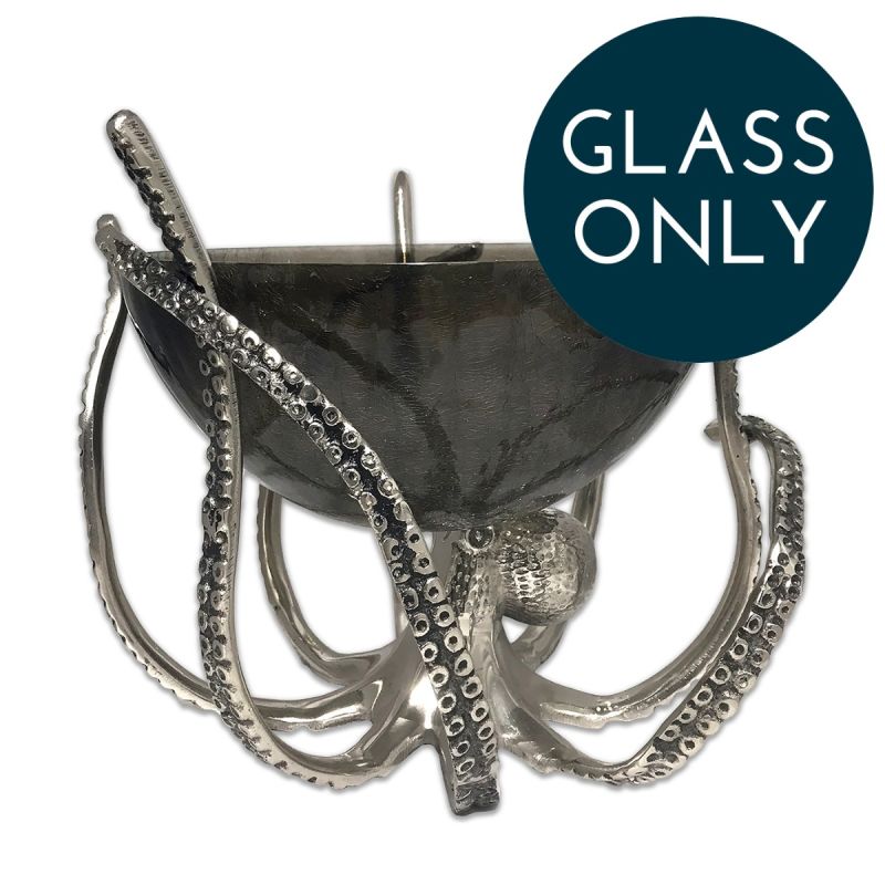 culinary concepts Replacement Glass Bowl - Dark Smoke Crackle Glass - GLASS BOWL ONLY