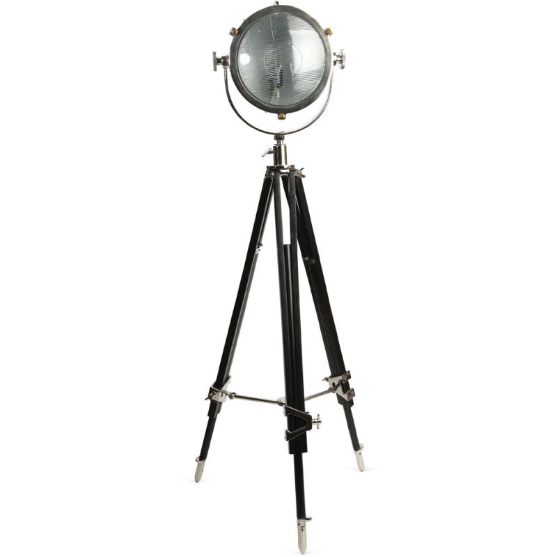 Culinary Concepts Rolls Headlamp Floor Lamp With Black Wood Tripod