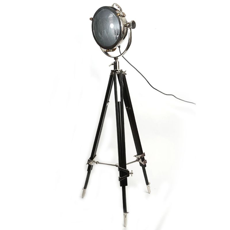 Culinary Concepts Rolls Headlamp Floor Lamp With Black Wood Tripod