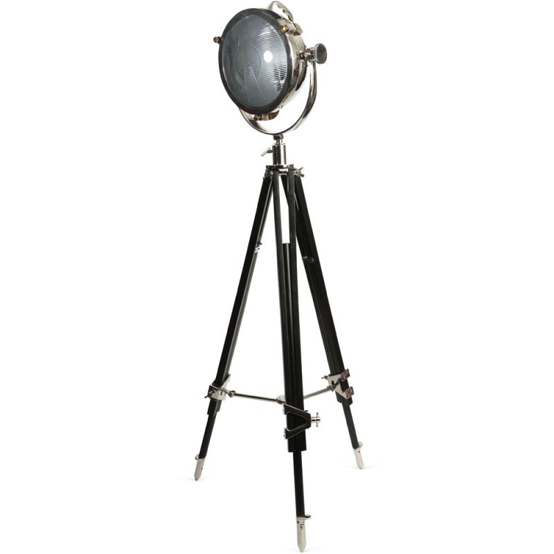 Culinary Concepts Rolls Headlamp Floor Lamp With Black Wood Tripod