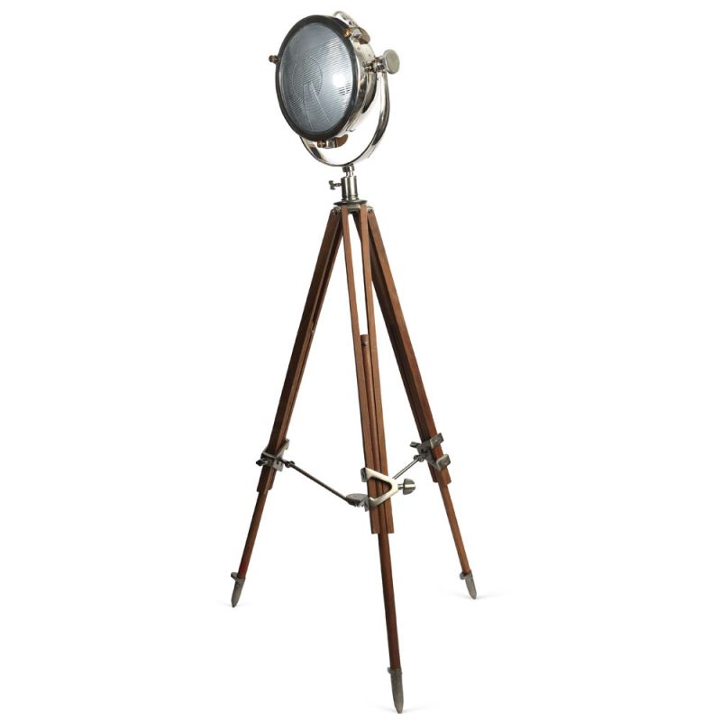 culinary concepts Rolls Headlamp Floor Lamp with Natural Wood Tripod