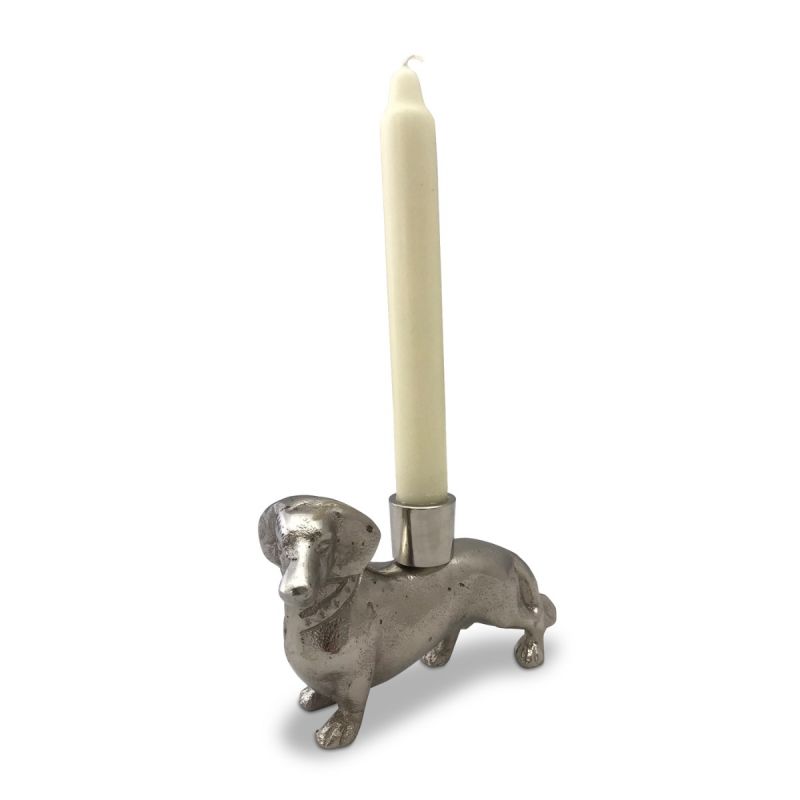 Culinary Concepts Sausage Dog Single Candle Holder - Silver Finish
