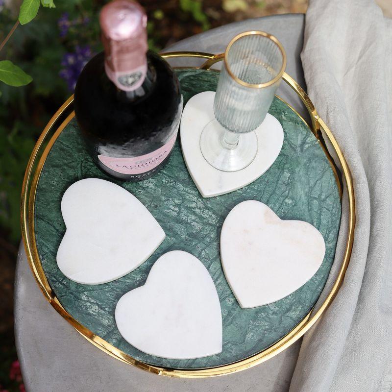 Culinary Concepts Set Of 4 Heart Shaped Marble Coasters